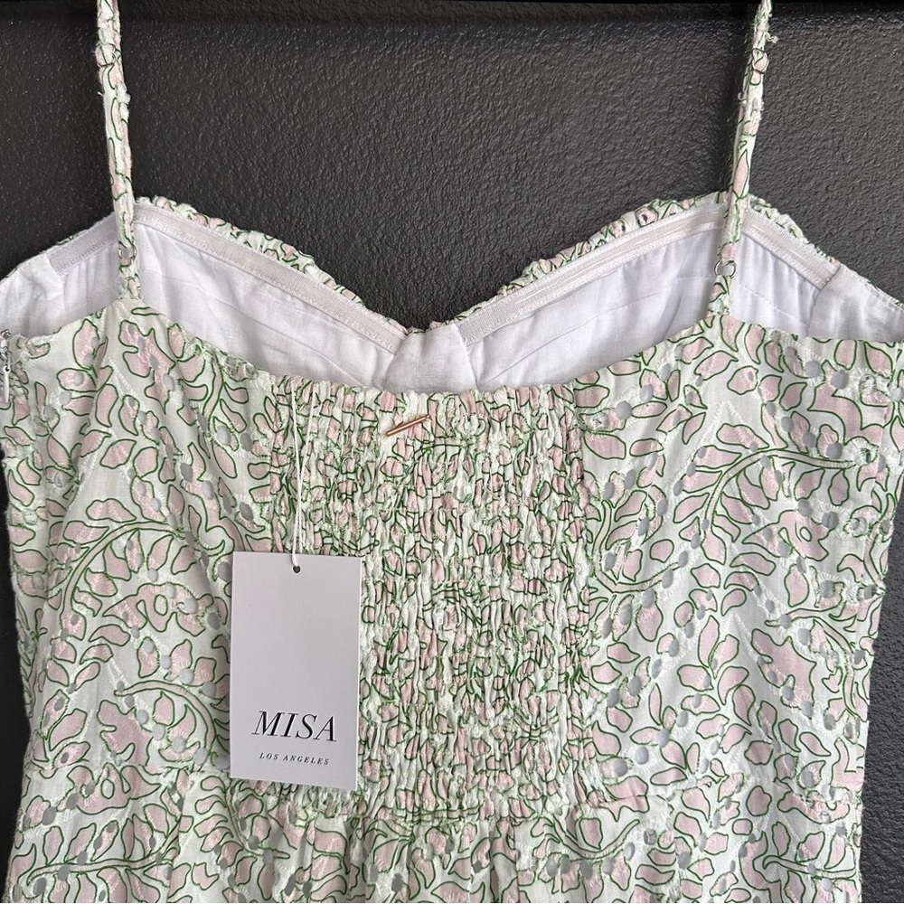 🌿 MISA Los Angeles Floral Eyelet Midi Dress XS-S NWT Cottagecore Romantic 🌿 - Picture 6 of 10